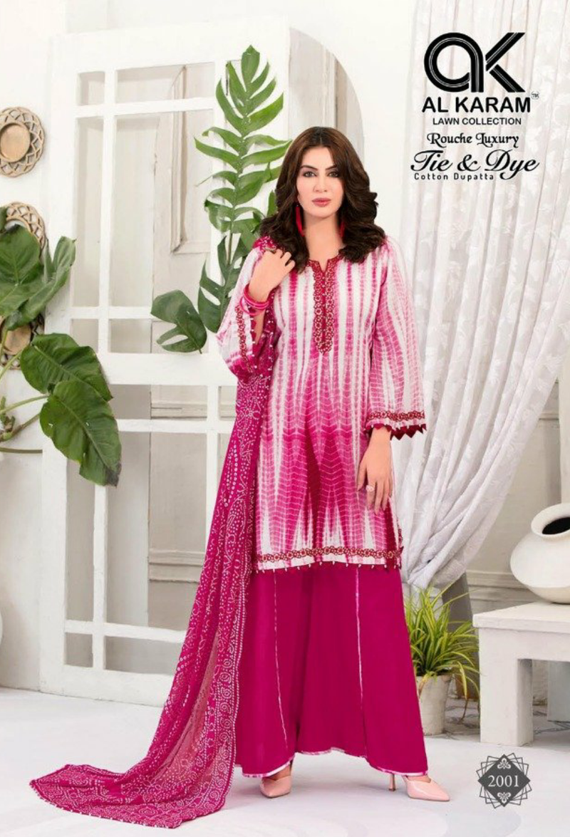 Al Karam Rouche Luxury Til & Dye Vol 2 Cambric Causal Wear Salwar Suit