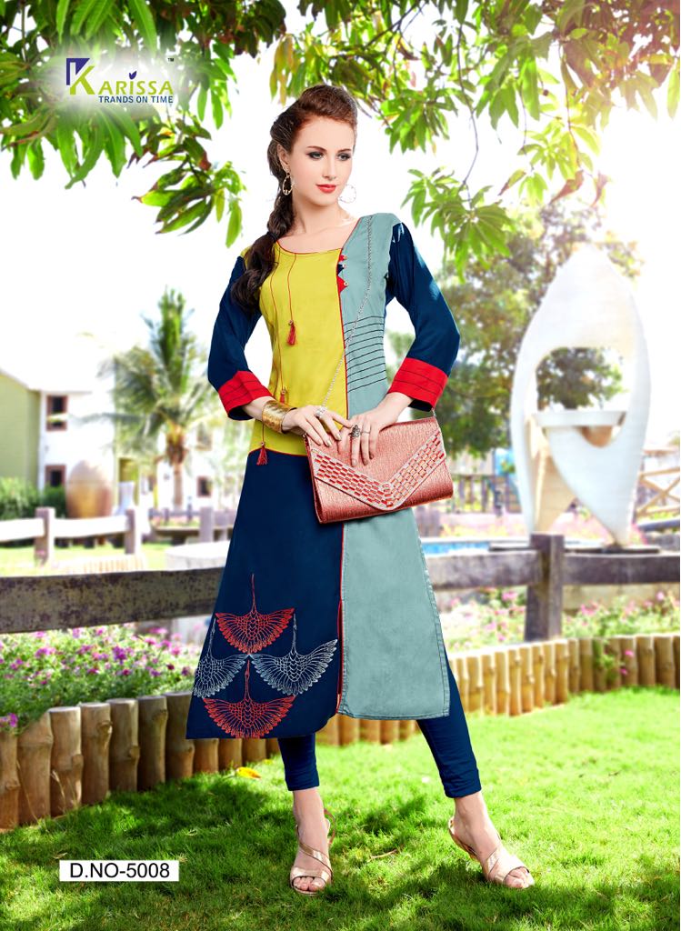 Muskan Vol 1 Karissa Plain Office Wear Kurtis With Embroidery Work