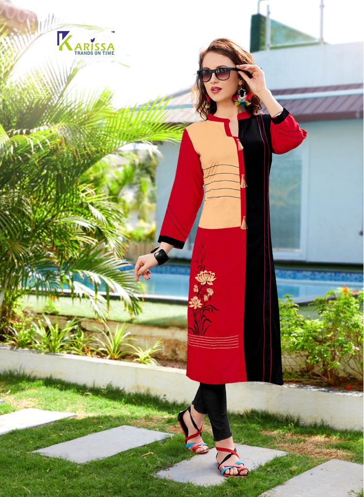 Muskan Vol 1 Karissa Plain Office Wear Kurtis With Embroidery Work