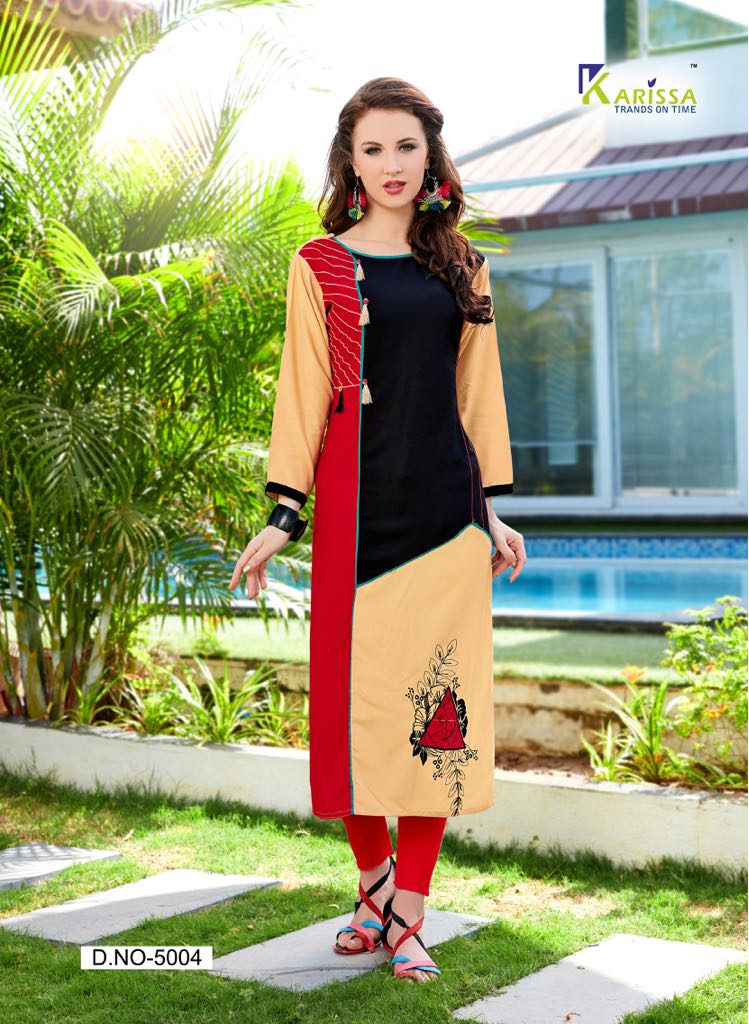 Muskan Vol 1 Karissa Plain Office Wear Kurtis With Embroidery Work