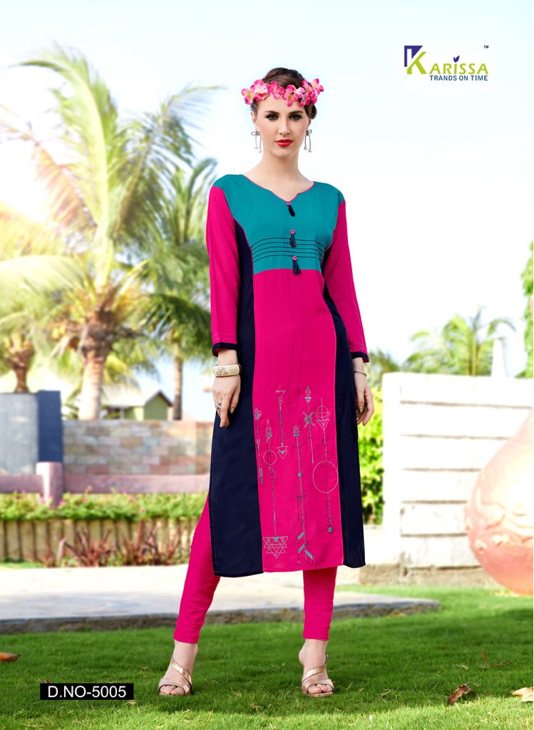 Muskan Vol 1 Karissa Plain Office Wear Kurtis With Embroidery Work