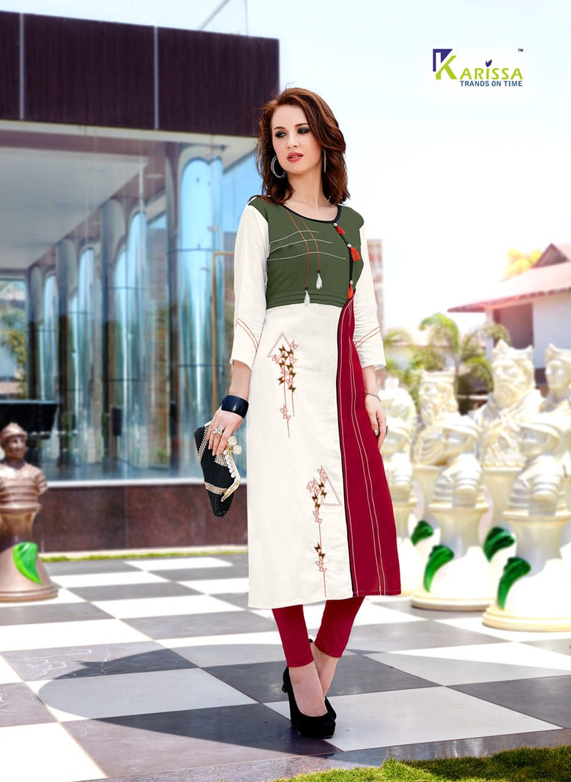 Muskan Vol 1 Karissa Plain Office Wear Kurtis With Embroidery Work