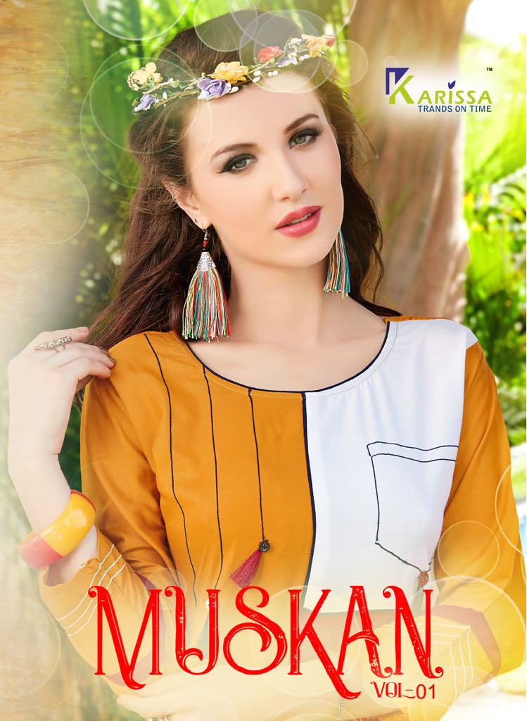 Muskan Vol 1 Karissa Plain Office Wear Kurtis With Embroidery Work