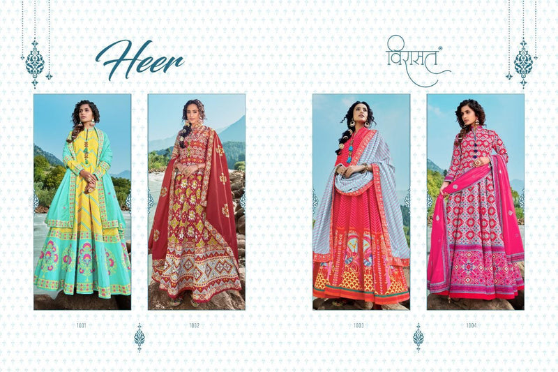 Virasat Heer Killer Silk Patola Work Digital Print Work Gown Collection