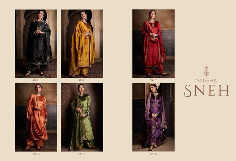 Varsha Sneh Plush Velvet Solid Embroidery Work Salwar Kameez