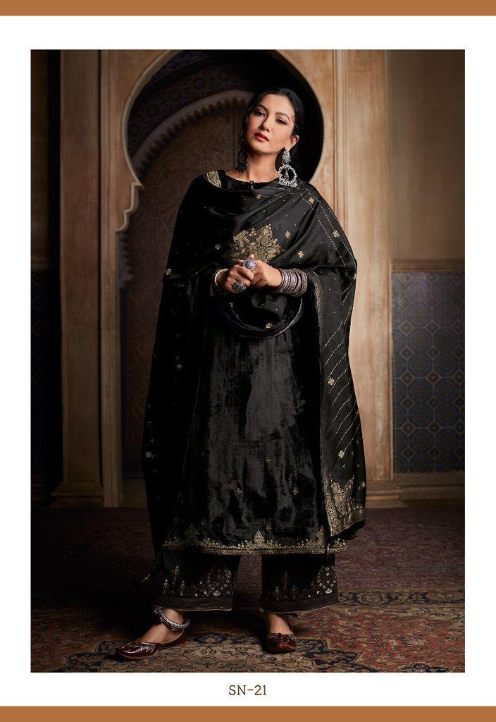 Varsha Sneh Plush Velvet Solid Embroidery Work Salwar Kameez