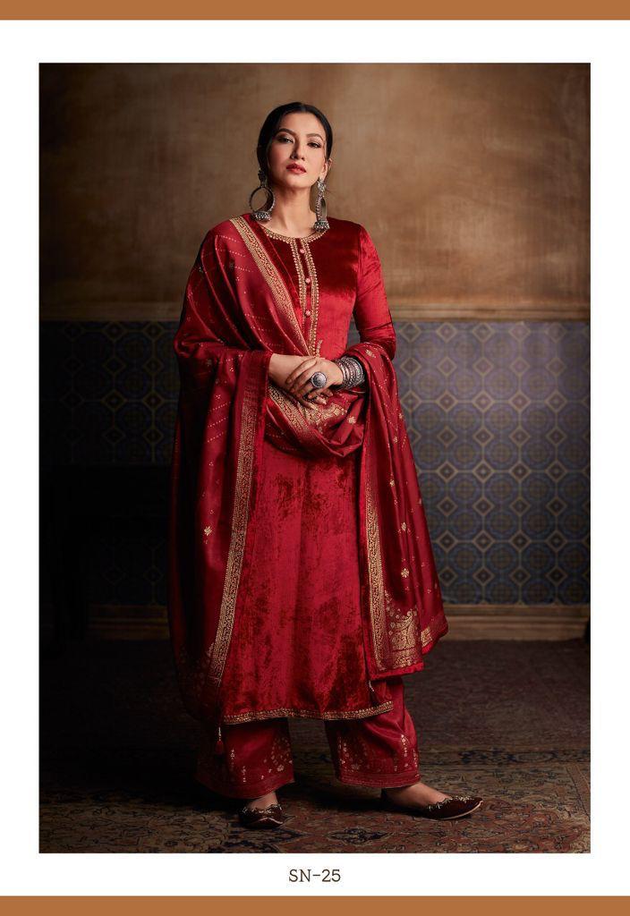 Varsha Sneh Plush Velvet Solid Embroidery Work Salwar Kameez