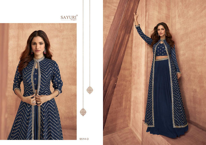 Sayuri Impression Chinon With Silk Heavy Embroidery Work Stylish Designer Long Party Wear Gown