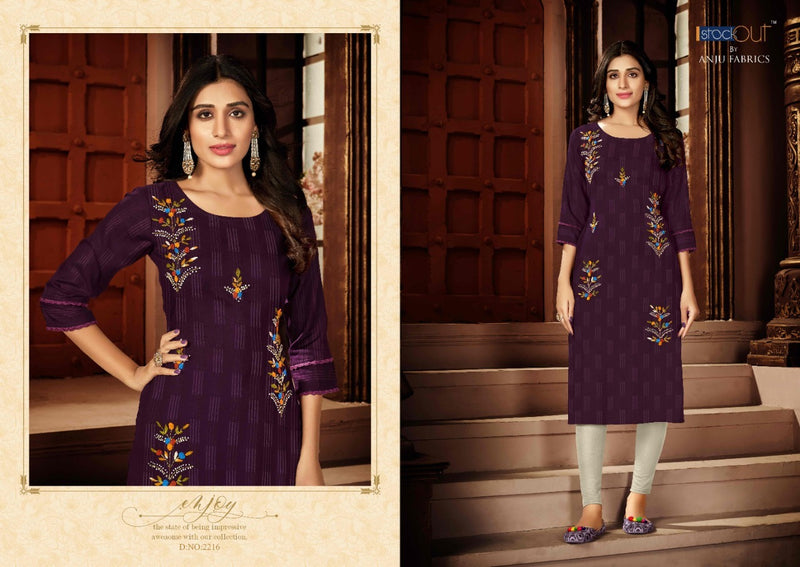 Anju Fabrics Impressive Vol 3 Viscose Rayon Stylish Fancy Designer Party Wear Kurtis With Khata Work