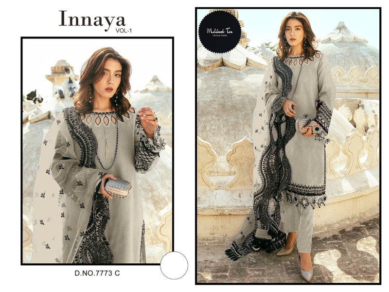 Mehboob Tex Innaya Vol 1 Georgette Fancy Designer Pakistani Style Party Wear Kurtis With Bottom & Dupatta