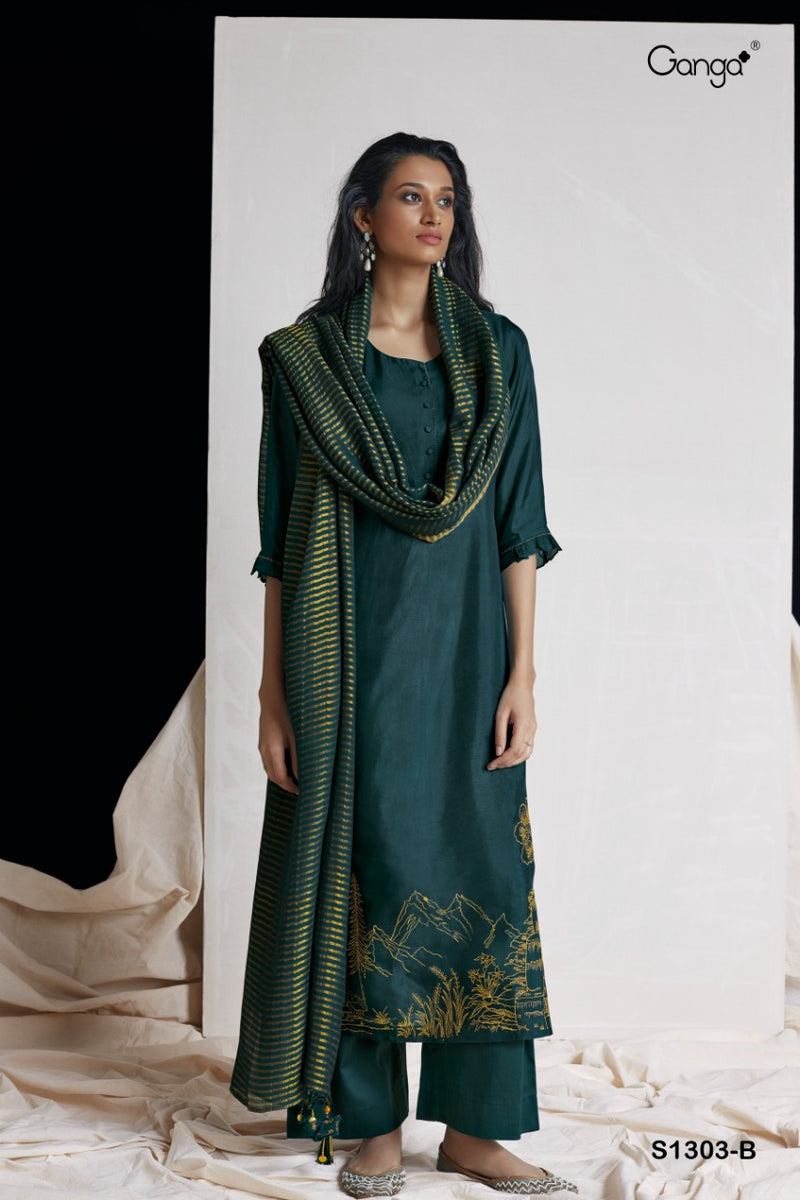Ganga Inara 1303 Bemberg Silk With Heavy Beautiful Work stylish Designer Casual Look Salwar Kameez