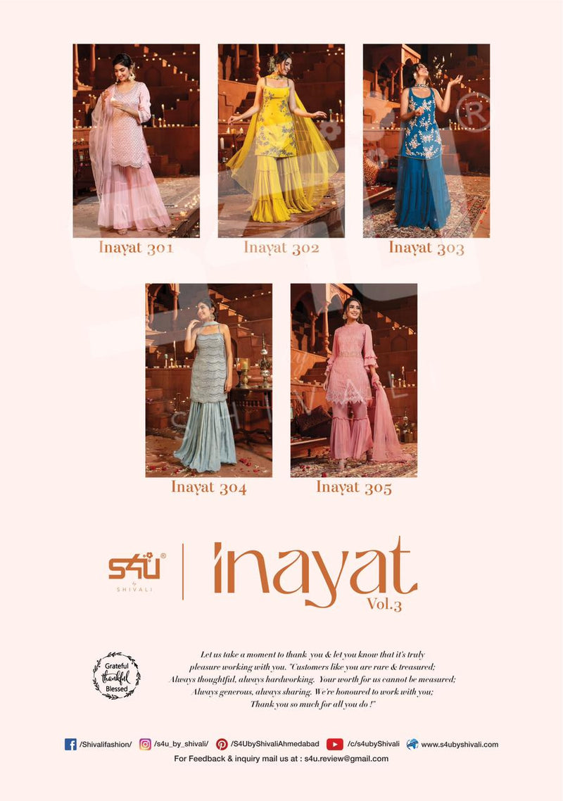 S4u Shivali Inayat Vol 3 Georgette Party Wear Kurtis With Sharara Bottom