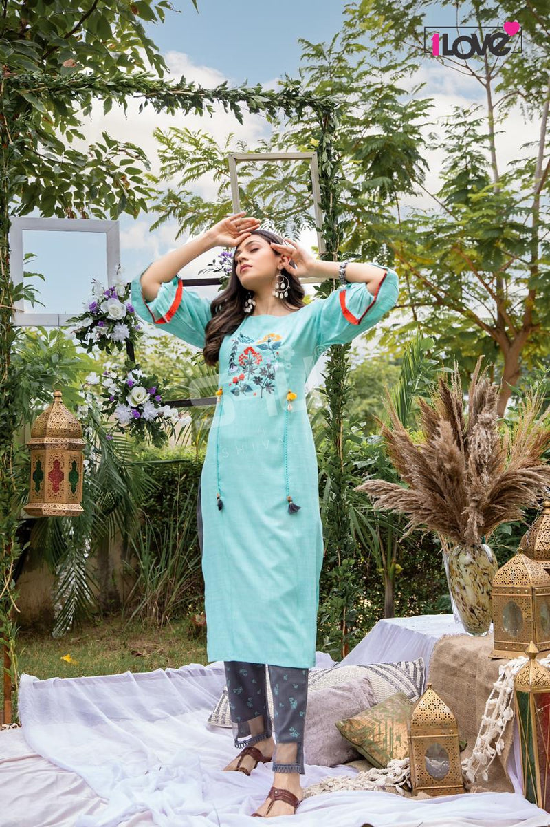 1Love S4u Indi  Chic Vol 3 Rayon Stylish Fancy Festive Wear Kurtis With Bottom