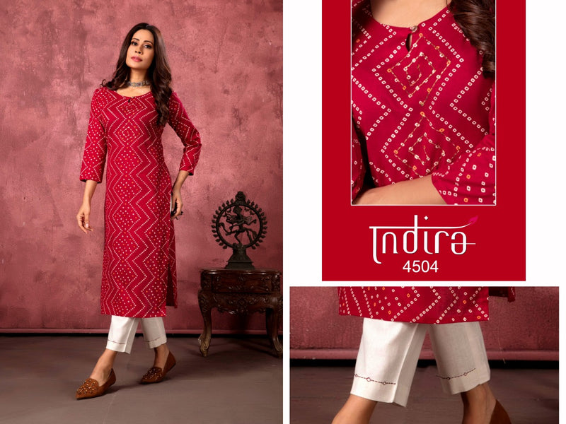 Indira Apparels Bandhej Pure Cotton Linen Designer Kurti With Botton Wear