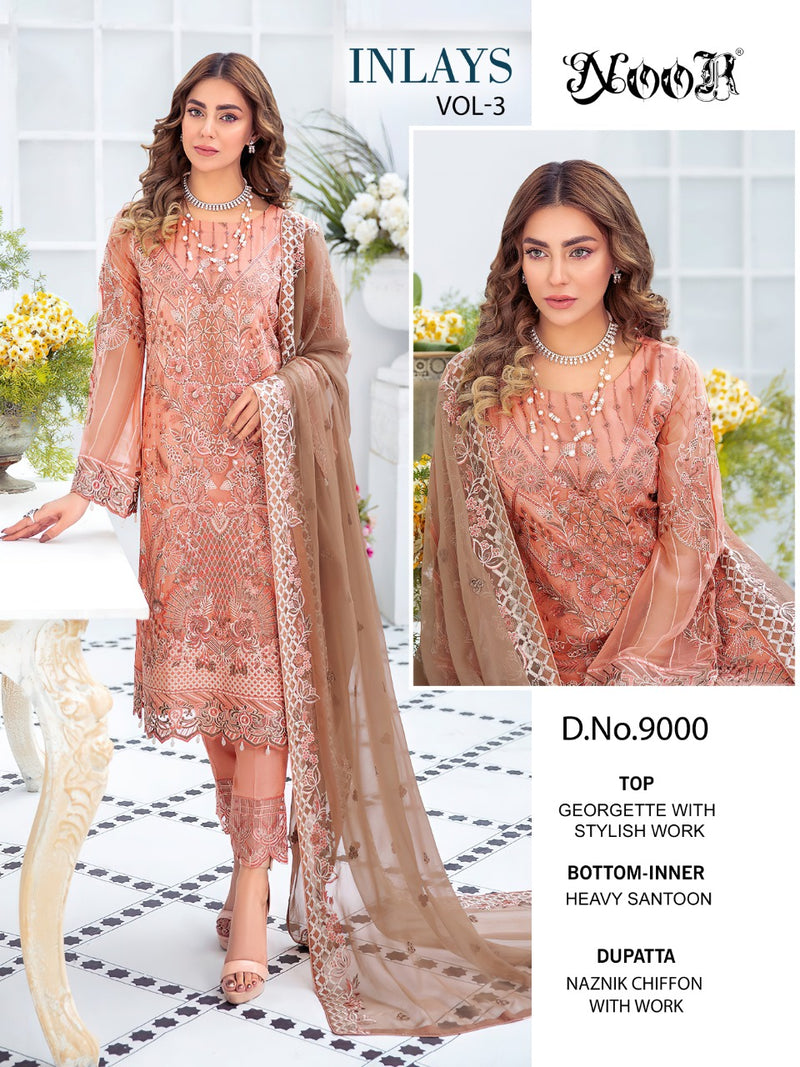 Noor Inlays Vol 3 Georgette Pakistani Style Embroidered Wedding Wear Salwar Kameez