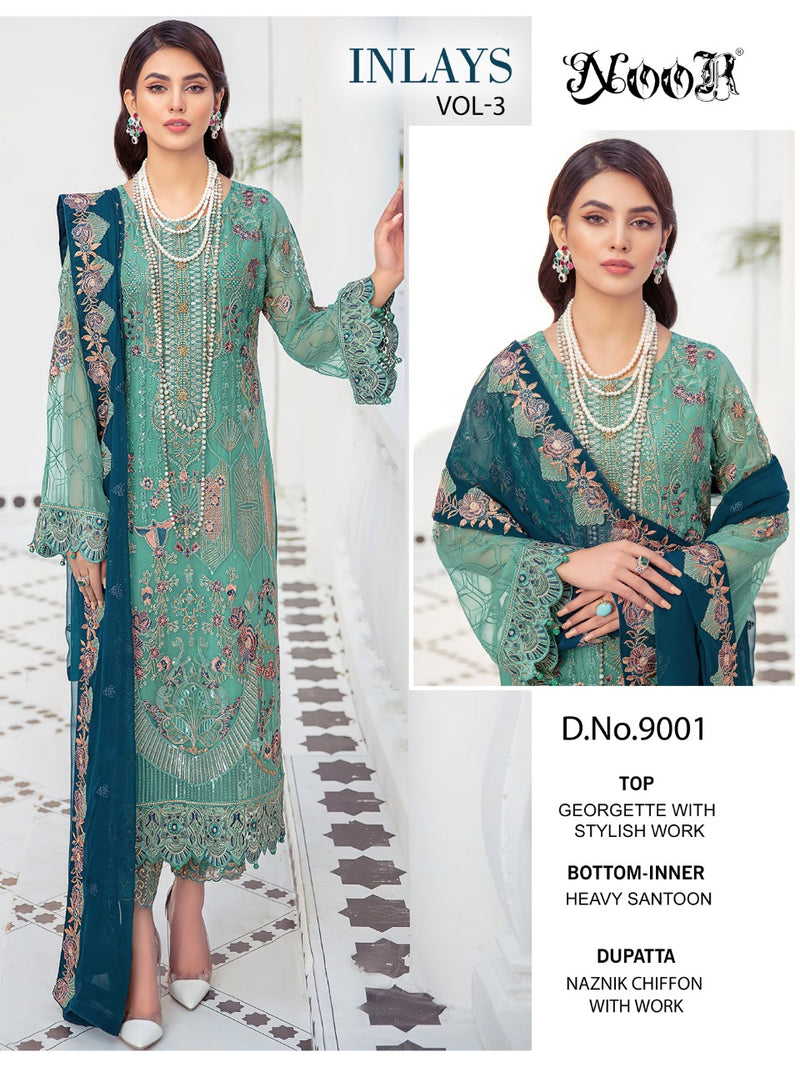 Noor Inlays Vol 3 Georgette Pakistani Style Embroidered Wedding Wear Salwar Kameez