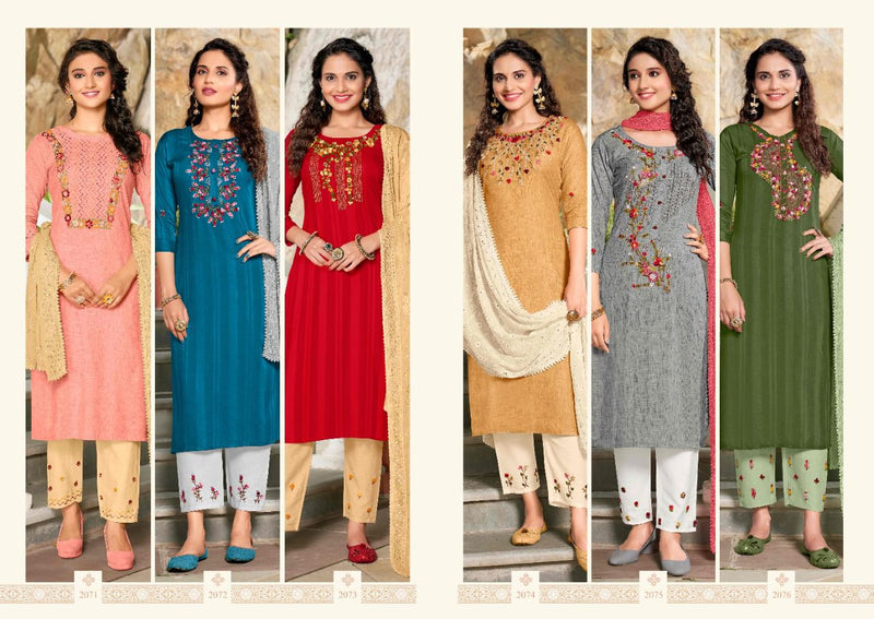 Anju Fabrics Insta Girls Vol 1 Rayon Party Wear Fancy Kurtis With Bottom & Dupatta