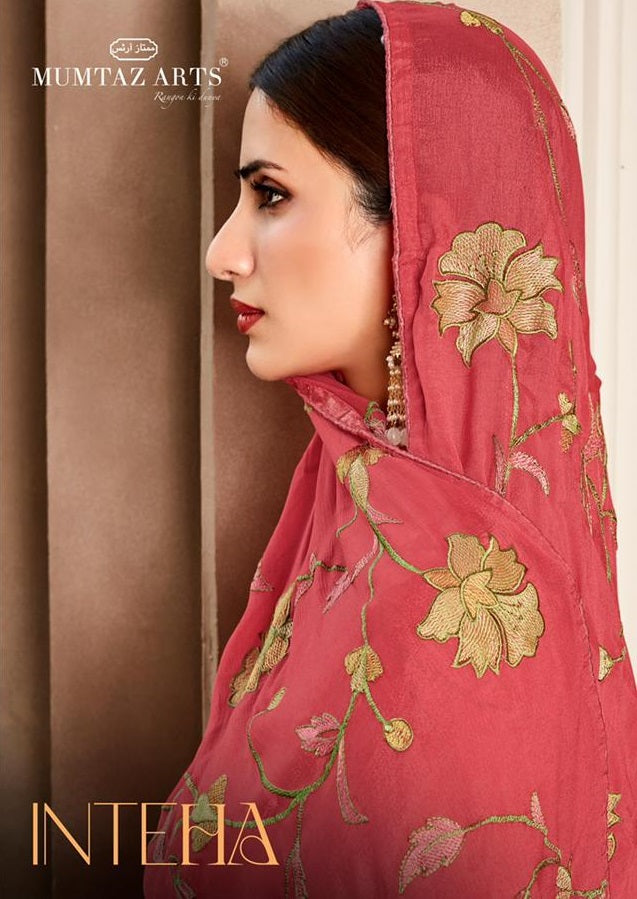 Mumtaz Arts Inteha Muslin With Heavy Embroidery Work Stylish Designer Party Wear salwar Kameez