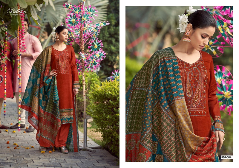 Belliza Designer Studio Itminaan Pure Jam Cotton Occasional Wear Embroidered Salwar Kameez