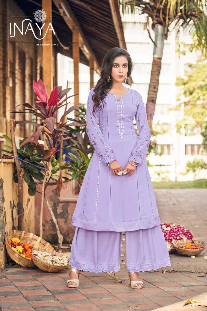 Inaya Libas Studio Launch By Lpc Pure Georgette With Exclusive Mirror Work Readymade Kurti With Bottom