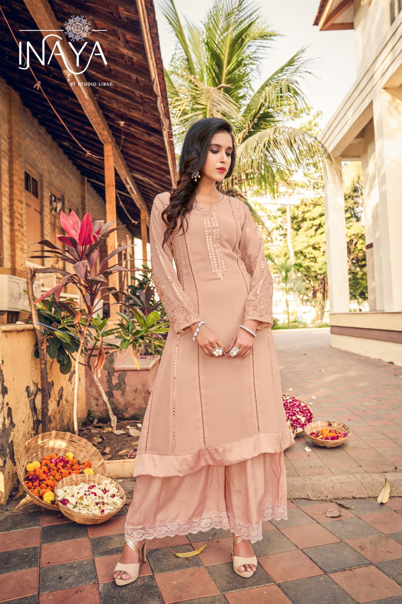 Inaya Libas Studio Launch By Lpc Pure Georgette With Exclusive Mirror Work Readymade Kurti With Bottom