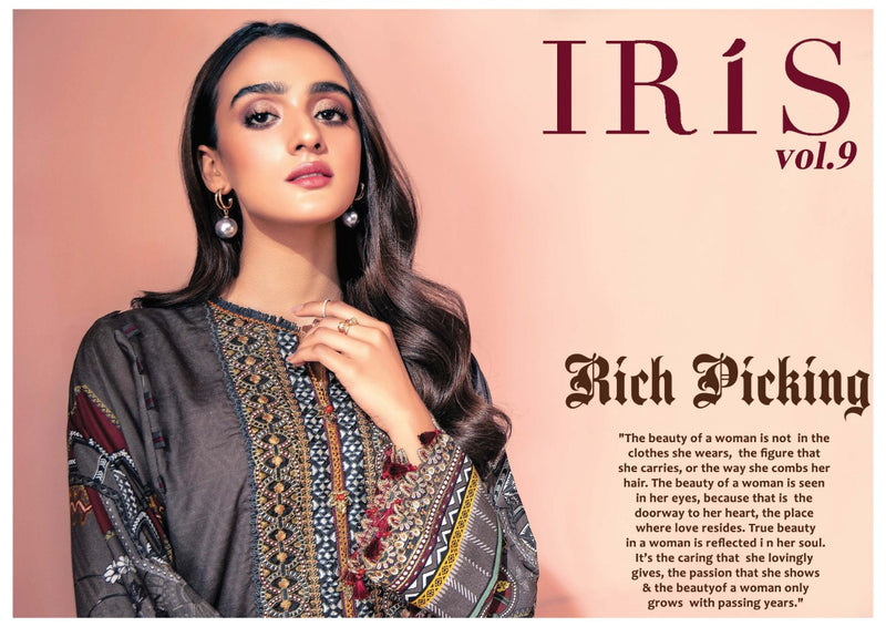 Iris Vol 9 Pure Cotton Karachi Printed Pakistani Dailywear Salwar Suits