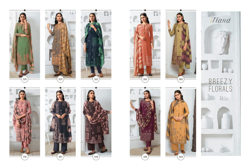 Itrana Breezy Florals Pashmina Stape Twill Digital Print Mirror Work Salwar Suit