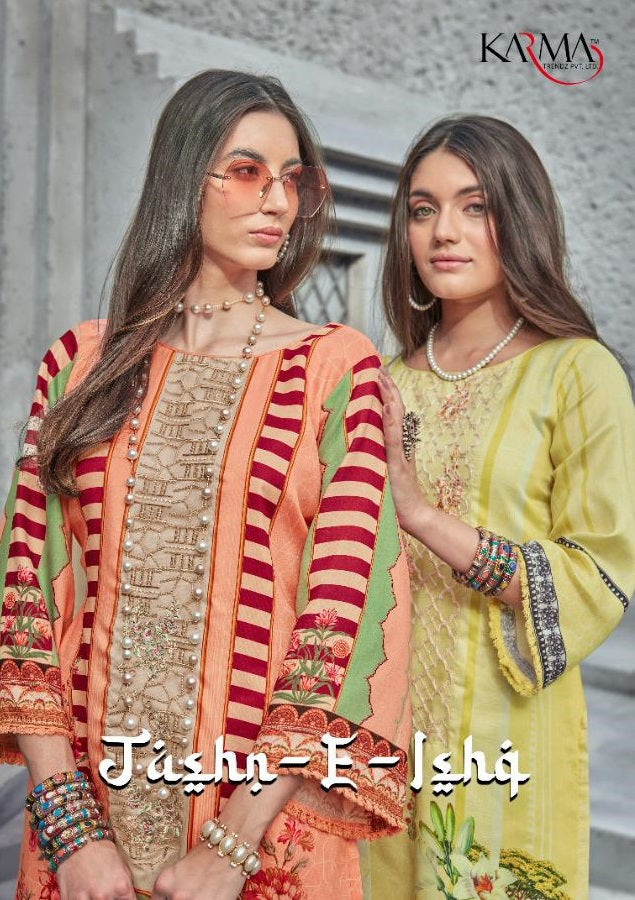 Karma Trendz Jashn E Ishq Jam Cotton Printed Pakistani Style Festive Wear Salwar Suits With Embroidery