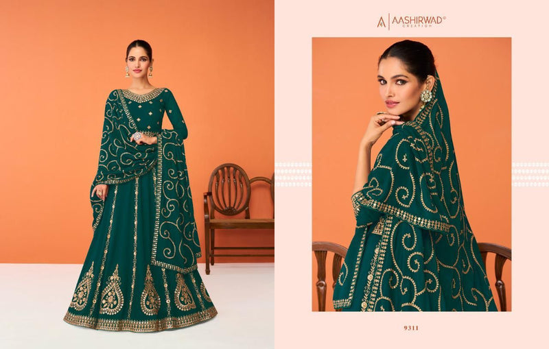 Aashirwad Creation Jasleen Georgette With Elegant Fancy Work Stylish Designer Long Gown