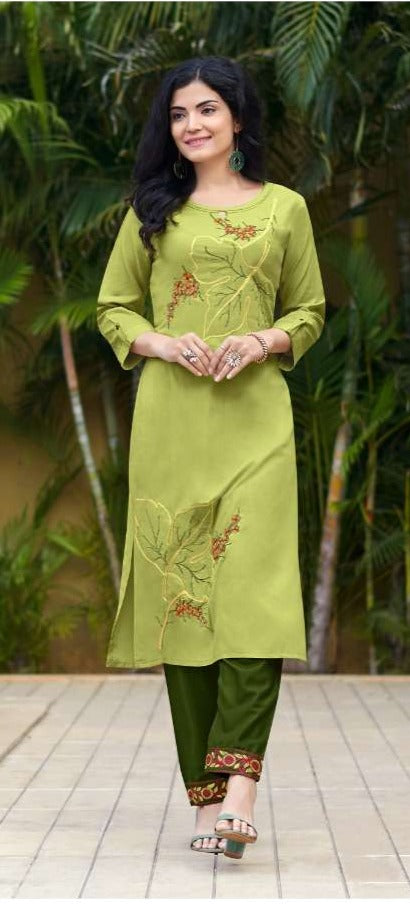 Rang Jyot Jasmin Rayon Fancy Stylish Party Wear Kurtis With Pant