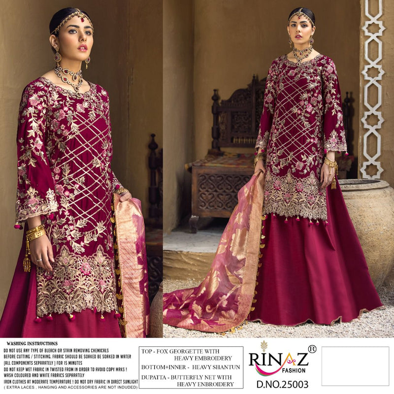 Rinaz Fashion Jazmin Vol 19 Fox Georgette Designer Pakistani Style Wedding Wear Salwar Kameez