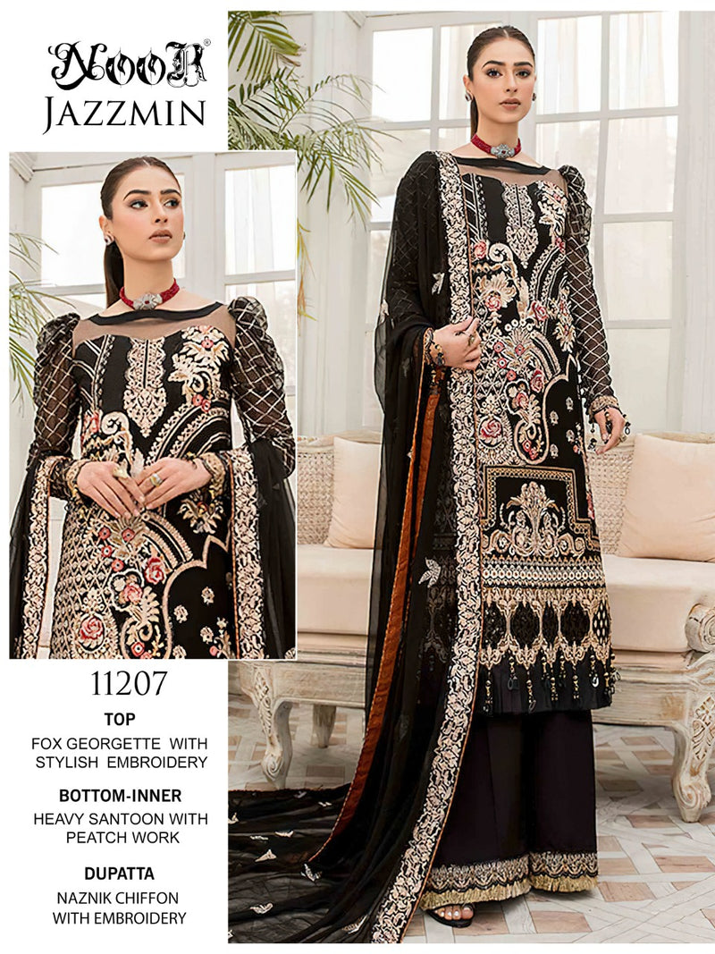 Noor Jazmin Georgette Embroidered Pakistani Style Party Wear Salwar Suits