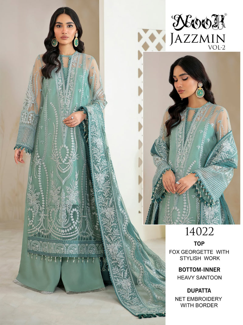 Noor Jazzmin Vol 2 Georgette Heavy Designer Embroidered Pakistani Style Wedding Wear Salwar Suits