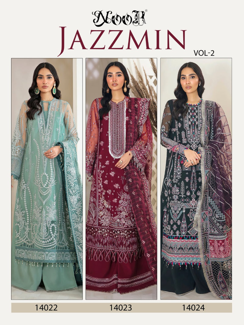 Noor Jazzmin Vol 2 Georgette Heavy Designer Embroidered Pakistani Style Wedding Wear Salwar Suits