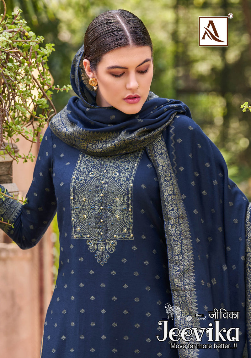 Alok Suit Jeevika Pashmina With  Swarovski Diamond Work Stylish Designer Fancy Salwar Kameez