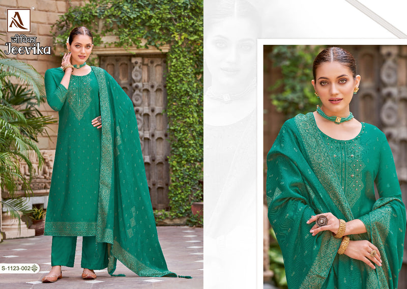 Alok Suit Jeevika Pashmina With  Swarovski Diamond Work Stylish Designer Fancy Salwar Kameez