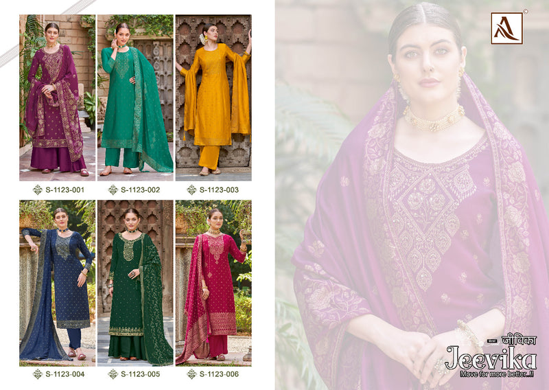 Alok Suit Jeevika Pashmina With  Swarovski Diamond Work Stylish Designer Fancy Salwar Kameez