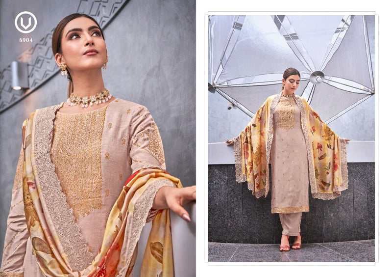 Vivek Fashion Dno 6901 To 6908 Muslin Silk With Heavy Embroidery Work Stylish Designer Party Wear Salwar Suit