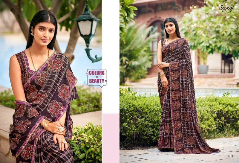 Saroj Jharna Printed Renial Stylish Festive Wear Fancy  Sarees