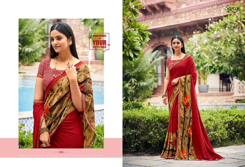 Saroj Jharna Printed Renial Stylish Festive Wear Fancy  Sarees