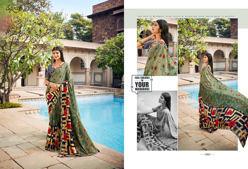 Saroj Jharna Printed Renial Stylish Festive Wear Fancy  Sarees