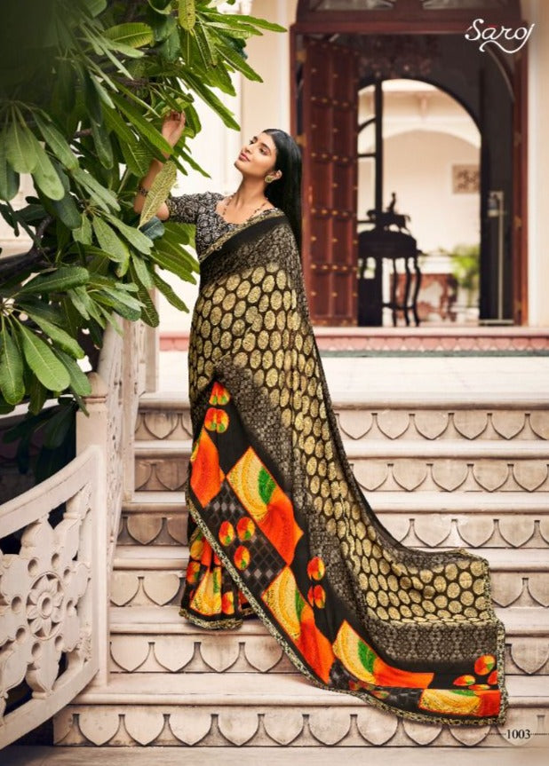 Saroj Jharna Printed Renial Stylish Festive Wear Fancy  Sarees