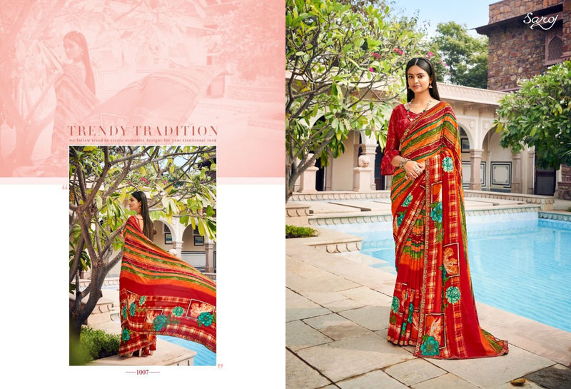 Saroj Jharna Printed Renial Stylish Festive Wear Fancy  Sarees