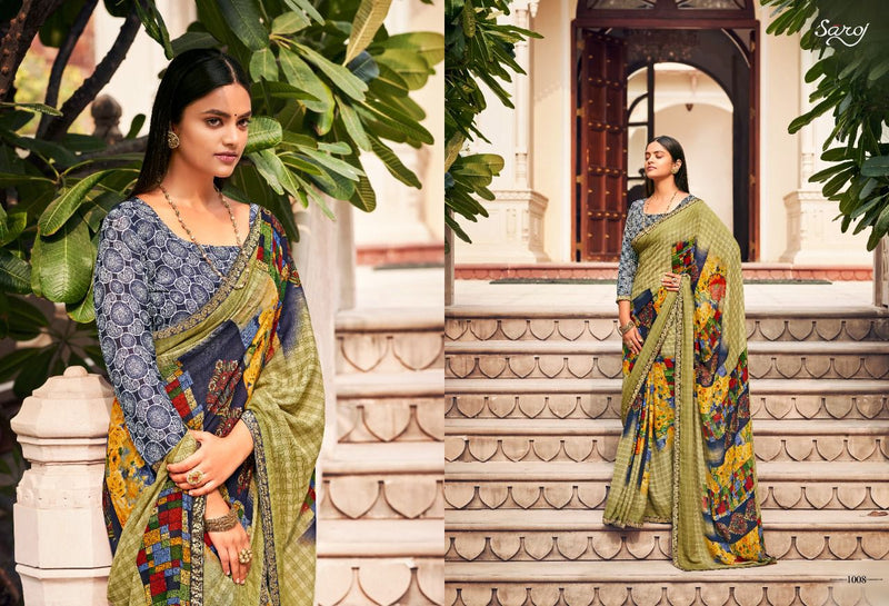 Saroj Jharna Printed Renial Stylish Festive Wear Fancy  Sarees