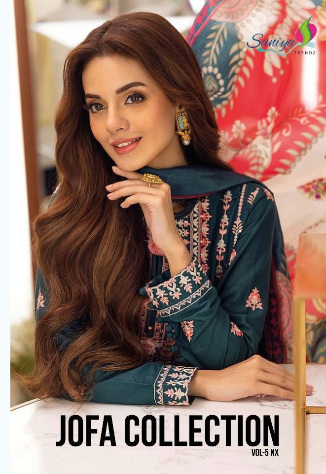 Saniya Trends Jofa Collection Vol 5 Cambric Cotton With Fancy Embroidery Work Stylish Designer Attractive Look salwar Kameez