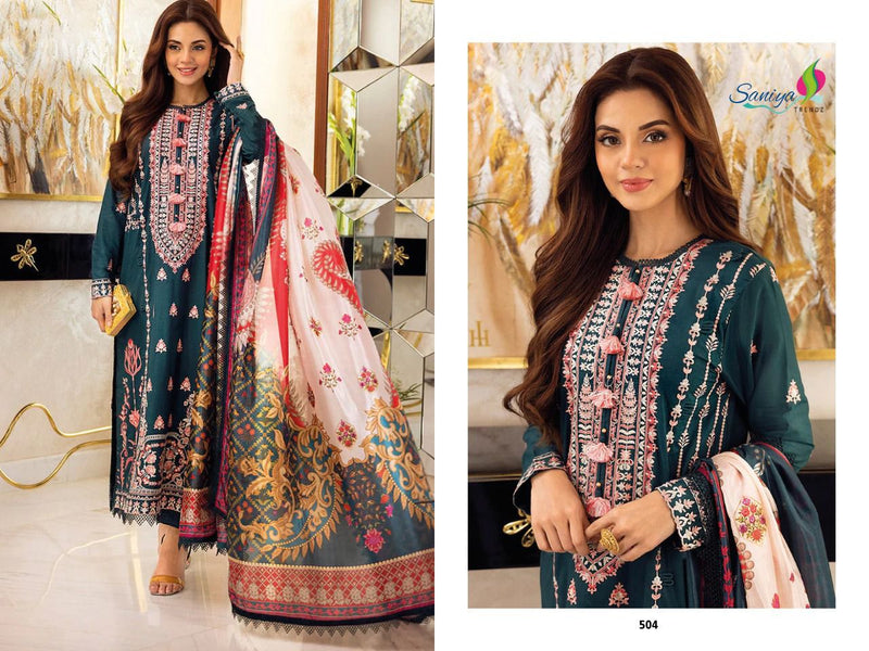 Saniya Trends Jofa Collection Vol 5 Cambric Cotton With Fancy Embroidery Work Stylish Designer Attractive Look salwar Kameez