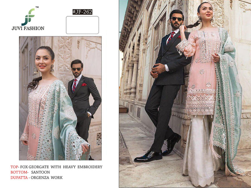 Juvi Fashion Jf 257 & Jf 262 Fox Georgette Net Heavy Embroidery Work Designer Pakistani Salwar Kameez
