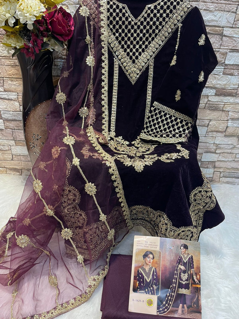 Shree Fabs K 1625 C Velvet With Heavy Embroidery Work Stylish Designer Wedding Wear Salwar Kameez