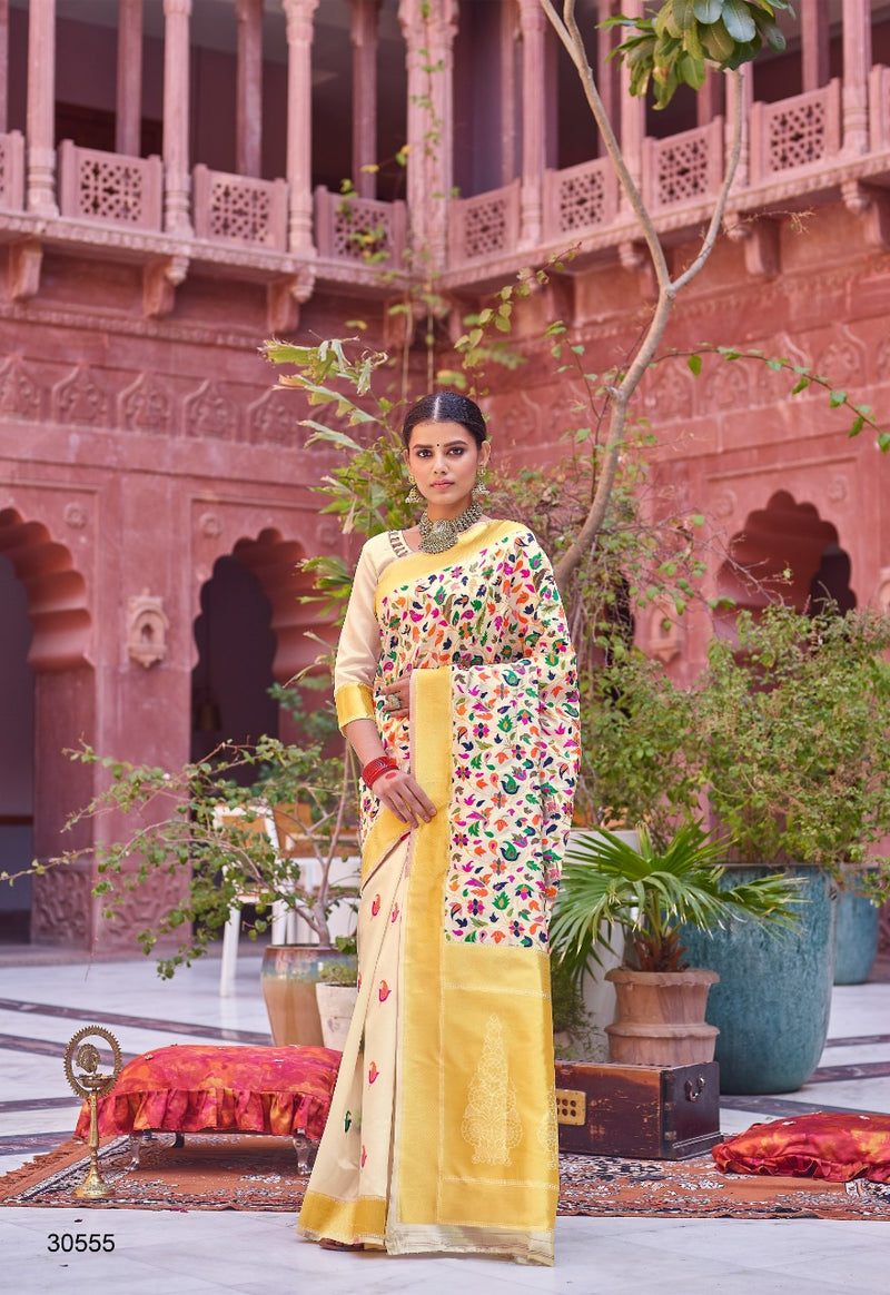 Shangrila Prints Kaasani Silk Kashmiri Weaving Zari Silk Collection Fancy Wear Saree In Silk