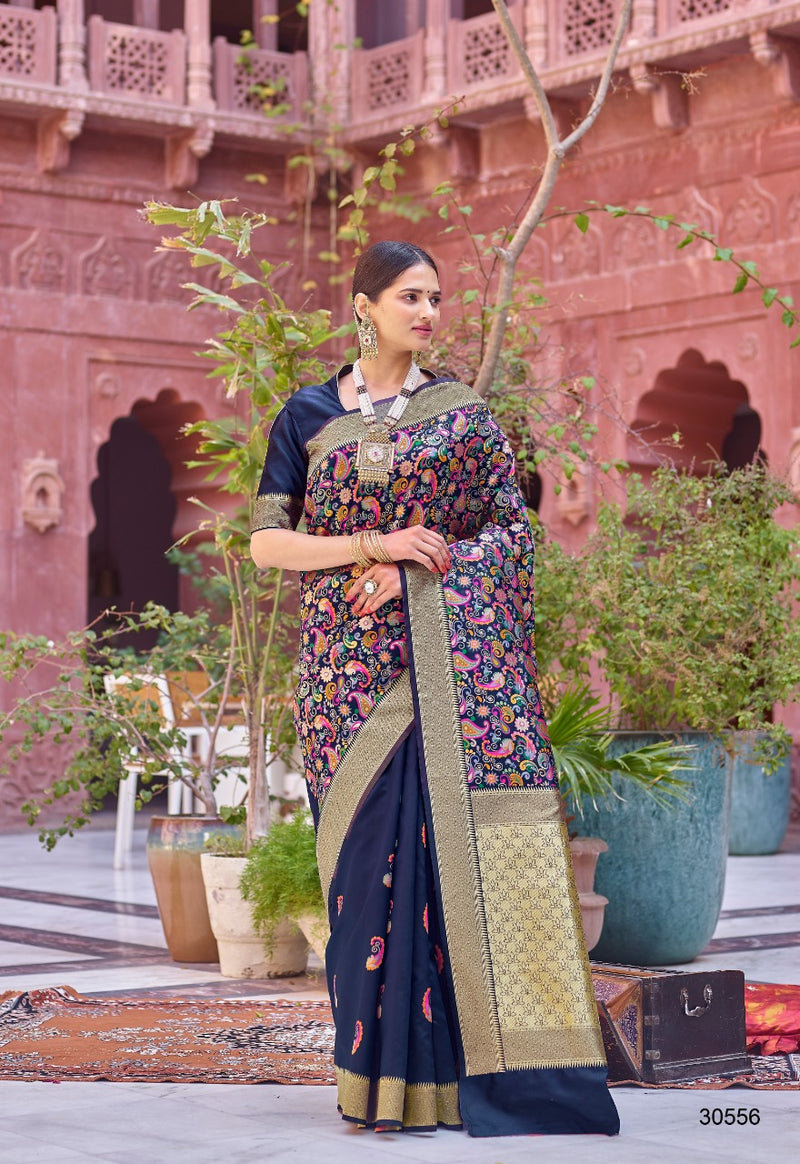 Shangrila Prints Kaasani Silk Kashmiri Weaving Zari Silk Collection Fancy Wear Saree In Silk